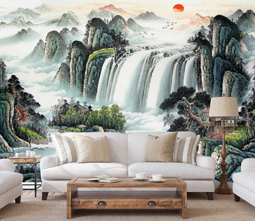 3D Alpine Waterfall 1449 Wall Murals Wallpaper AJ Wallpaper 2 