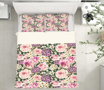 3D Pink Flowers 59203 Bed Pillowcases Quilt