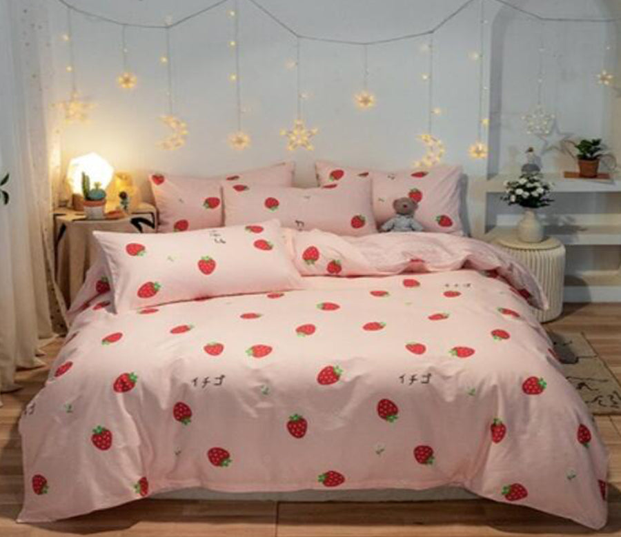 3D Pink Strawberry 40305 Bed Pillowcases Quilt