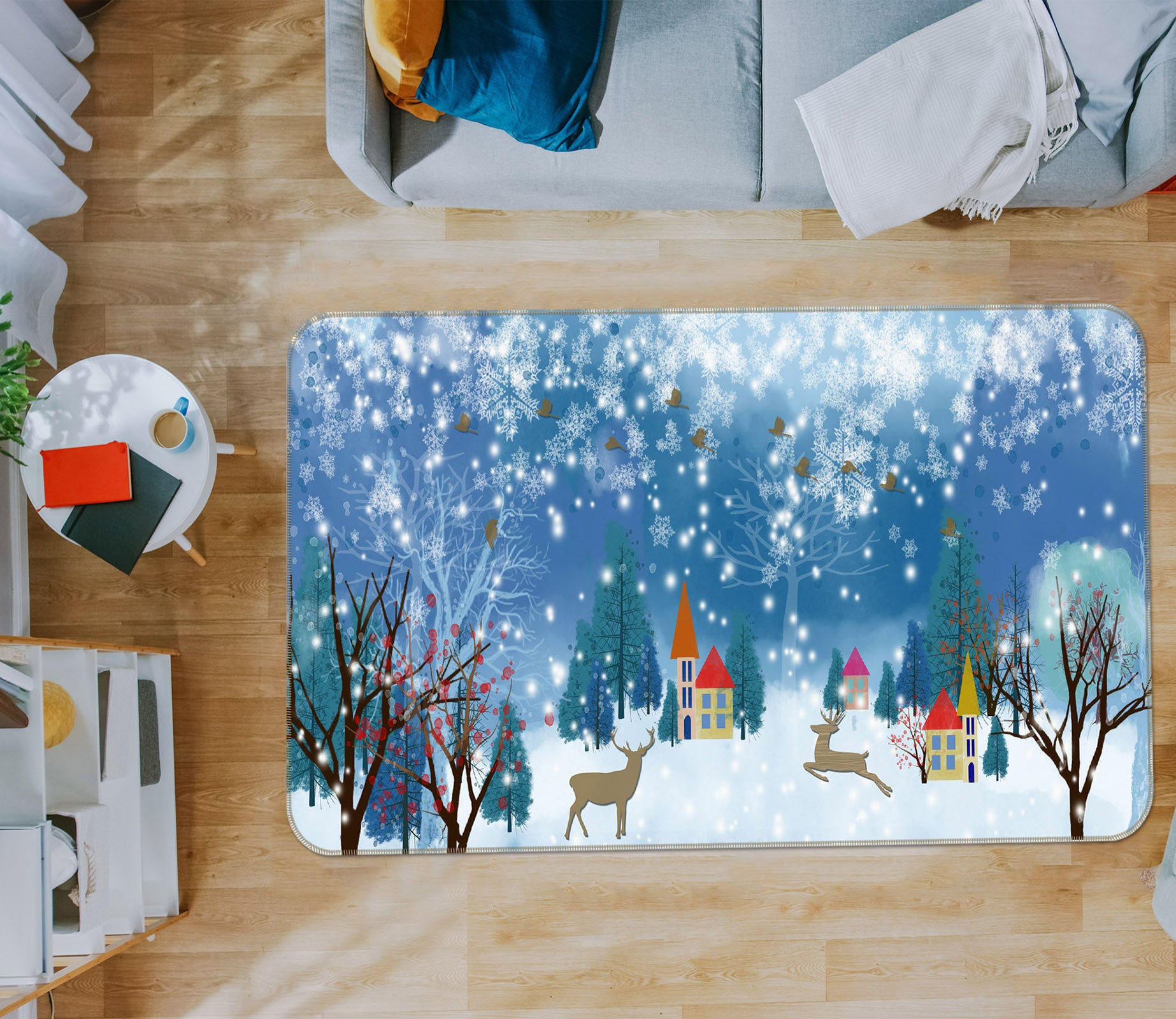 3D Snow Deer 65125 Non Slip Rug Mat