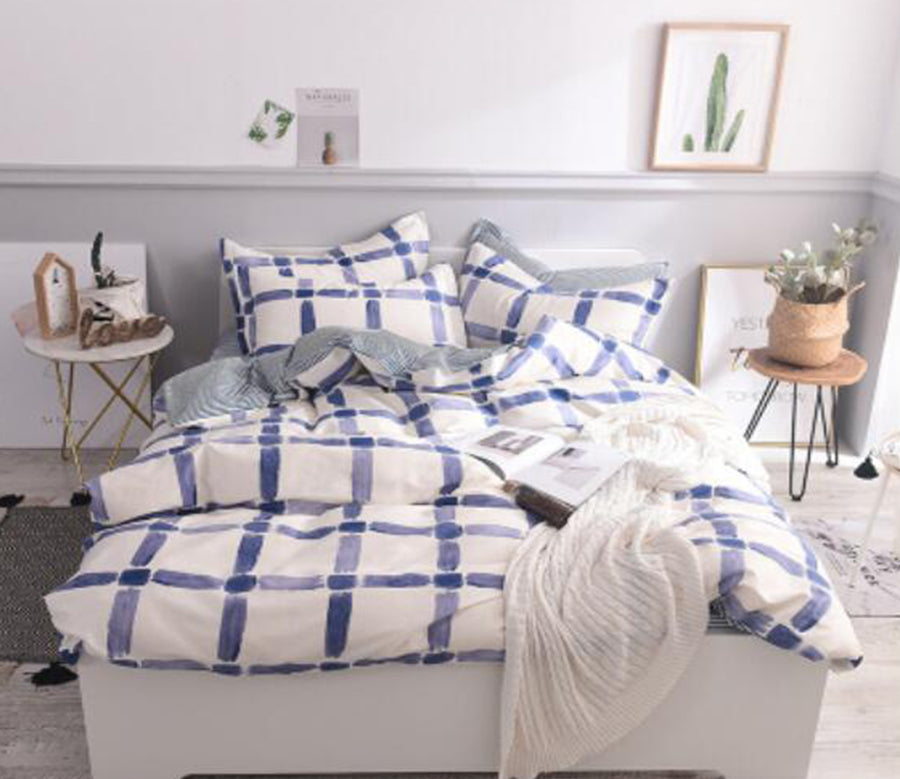 3D Checkered 30280 Bed Pillowcases Quilt