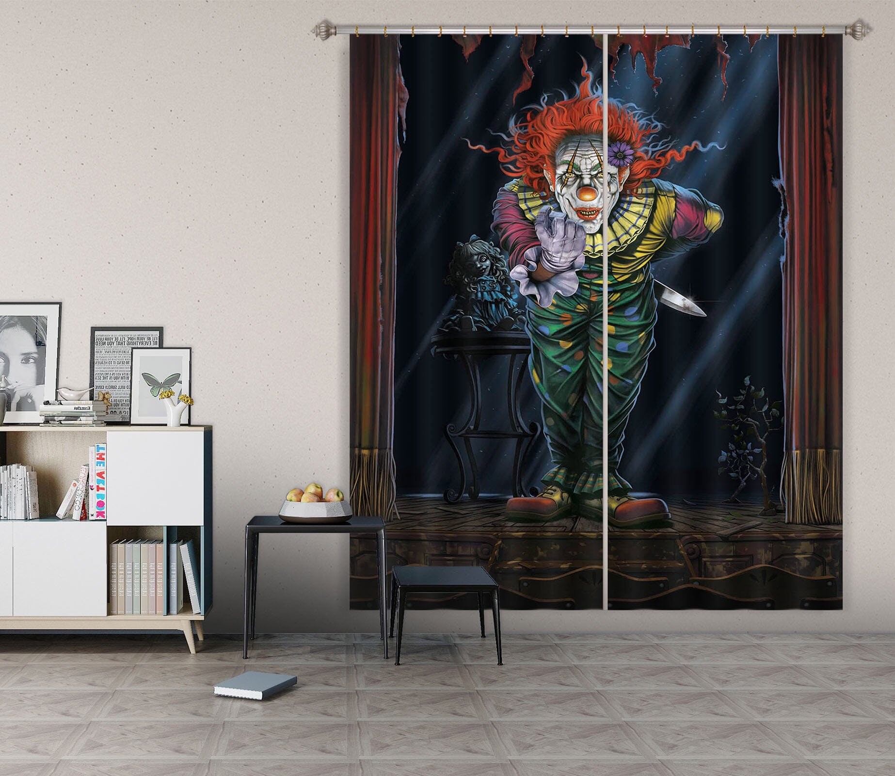 3D Surprise Clown 077 Vincent Hie Curtain Curtains Drapes Curtains AJ Creativity Home 