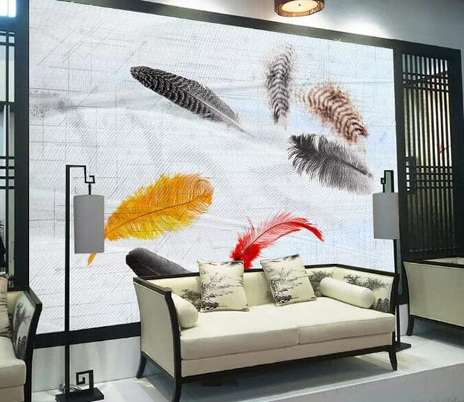 3D Colored Feathers 1987 Wall Murals Wallpaper AJ Wallpaper 2 