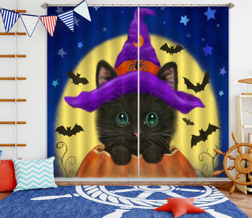 3D Pumpkin Cat 9032 Kayomi Harai Curtain Curtains Drapes