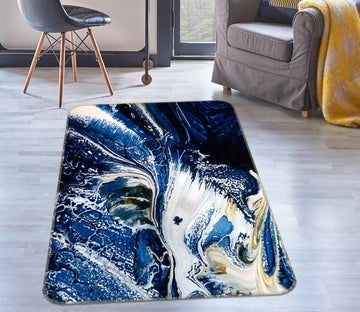 3D Navy Blue Pattern 29217 Non Slip Rug Mat