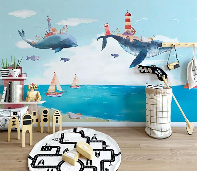 3D Whale Sea 062 Wall Murals Wallpaper AJ Wallpaper 2 