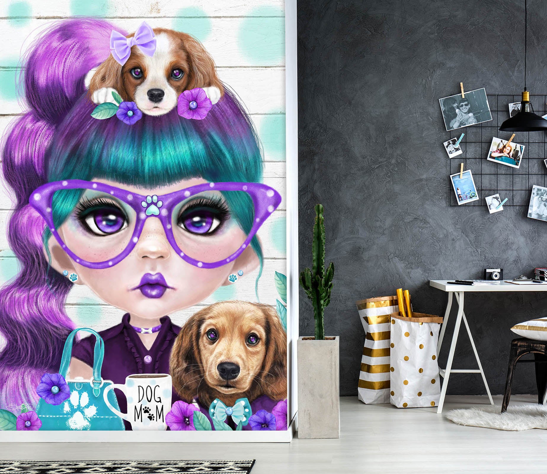 3D Cute Dog Girl 8457 Sheena Pike Wall Mural Wall Murals