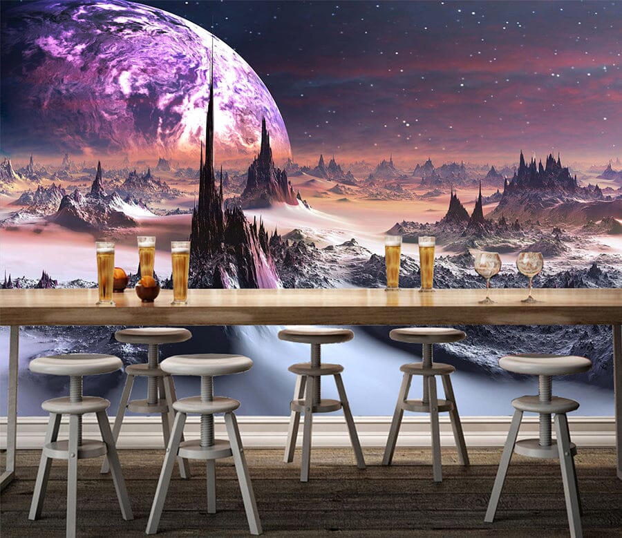 3D Purple Moon 1032 Wall Murals Wallpaper AJ Wallpaper 2 