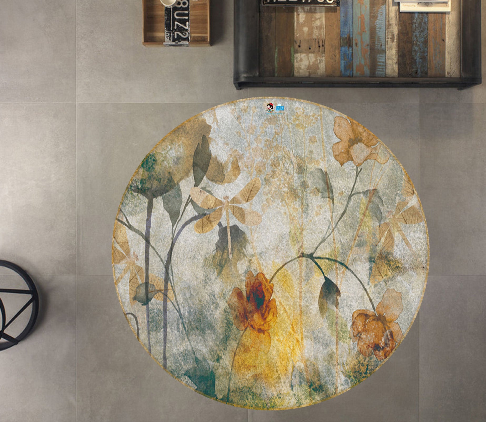 3D Lotus 74063 Round Non Slip Rug Mat