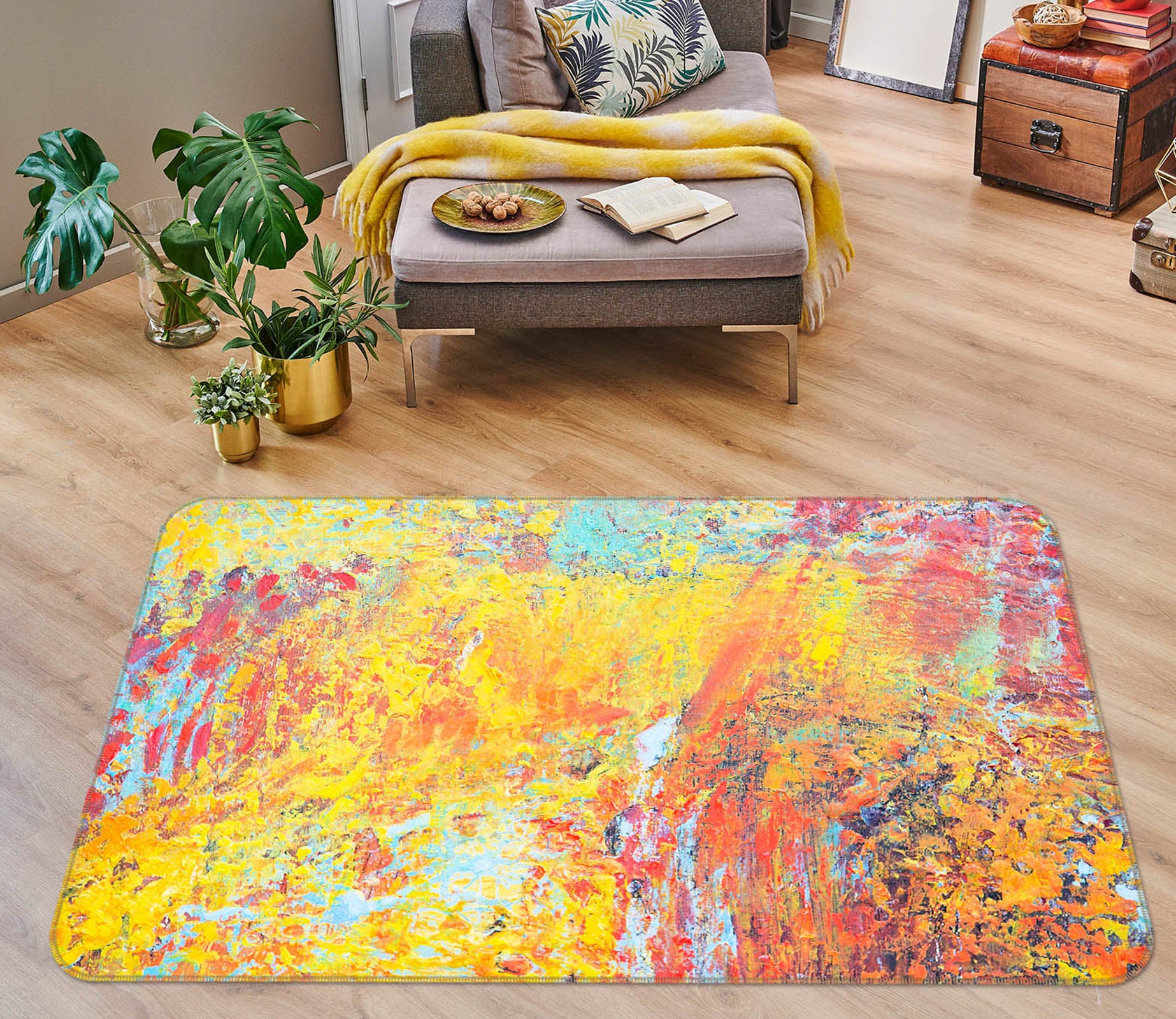 3D Yellow Pattern 30113 Non Slip Rug Mat