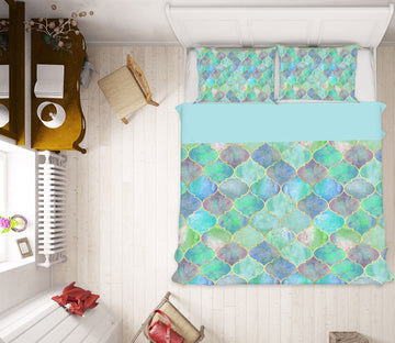 3D Light Green Diamond 14050 Bed Pillowcases Quilt