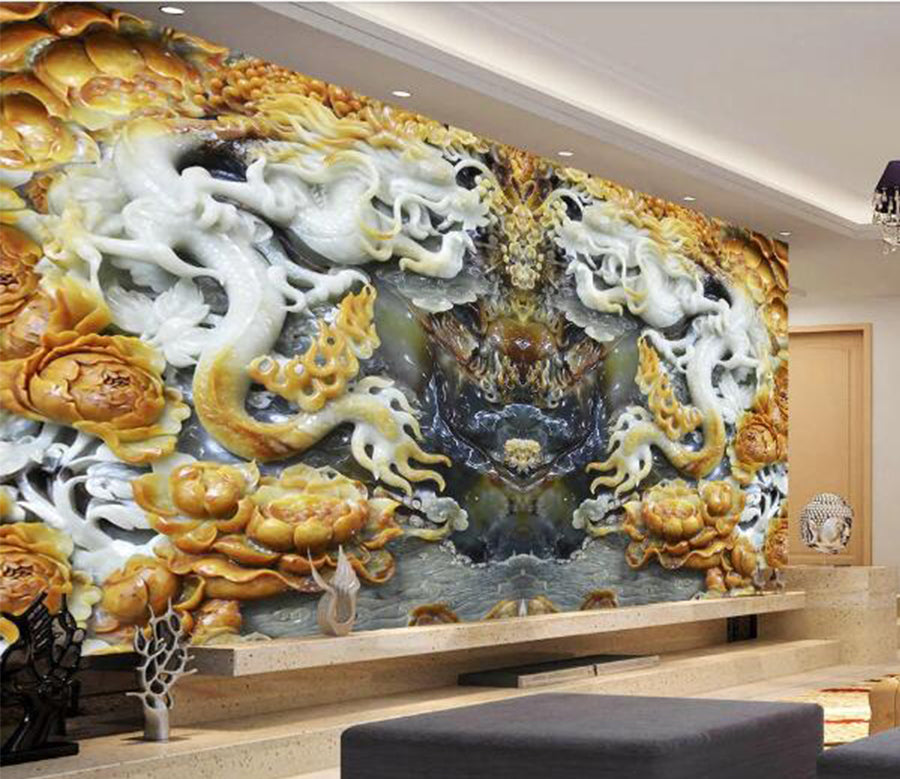 3D Yellow Jade WC140 Wall Murals