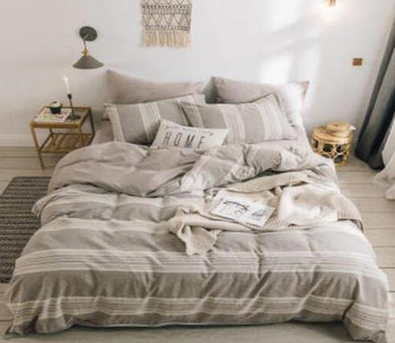 3D Light Brown Stripes 16046 Bed Pillowcases Quilt
