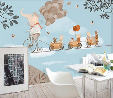 3D Elephant Riding A Bicycle 81 Wall Murals Wallpaper AJ Wallpaper 2 
