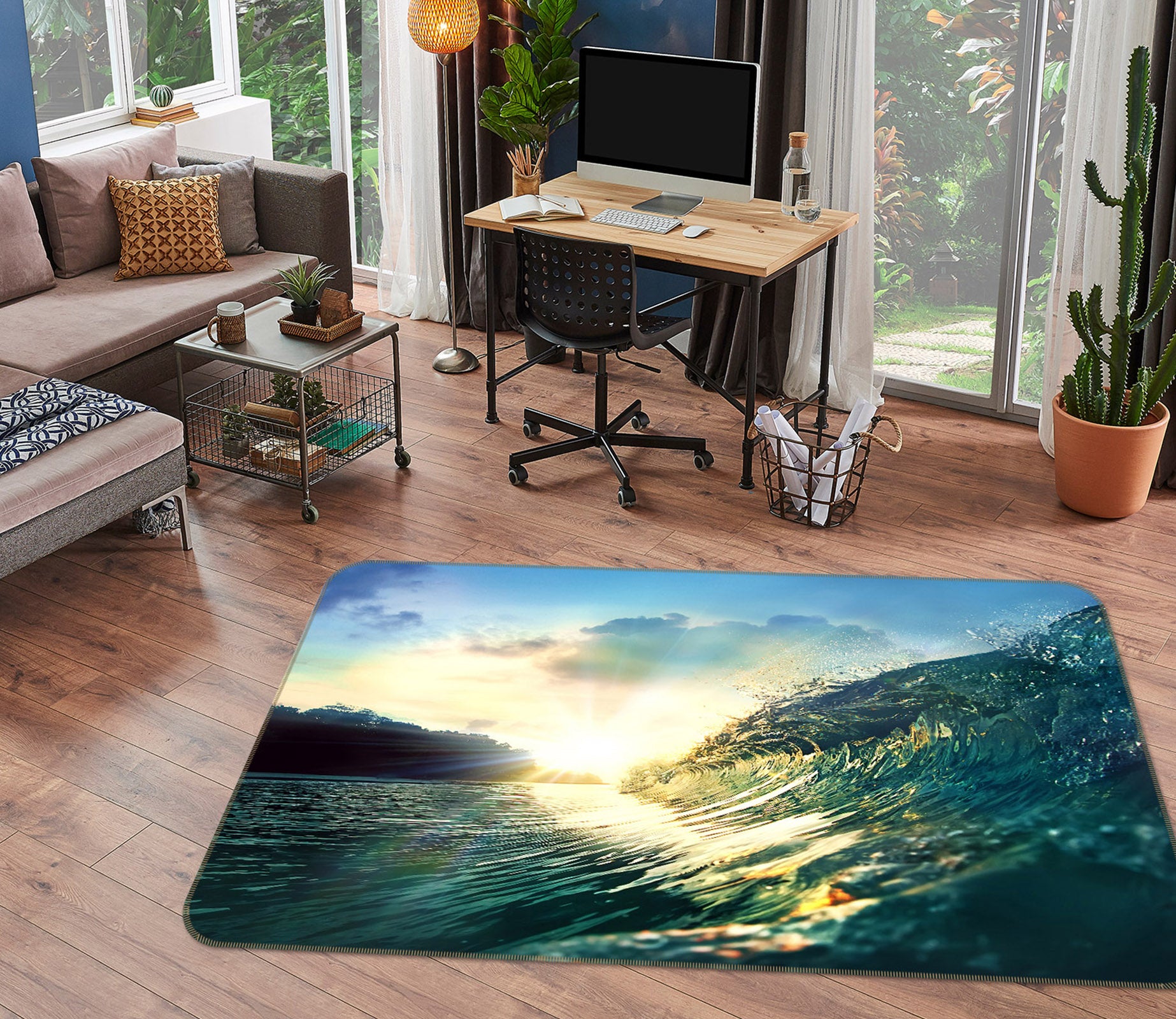 3D Waves Seawater 36027 Non Slip Rug Mat
