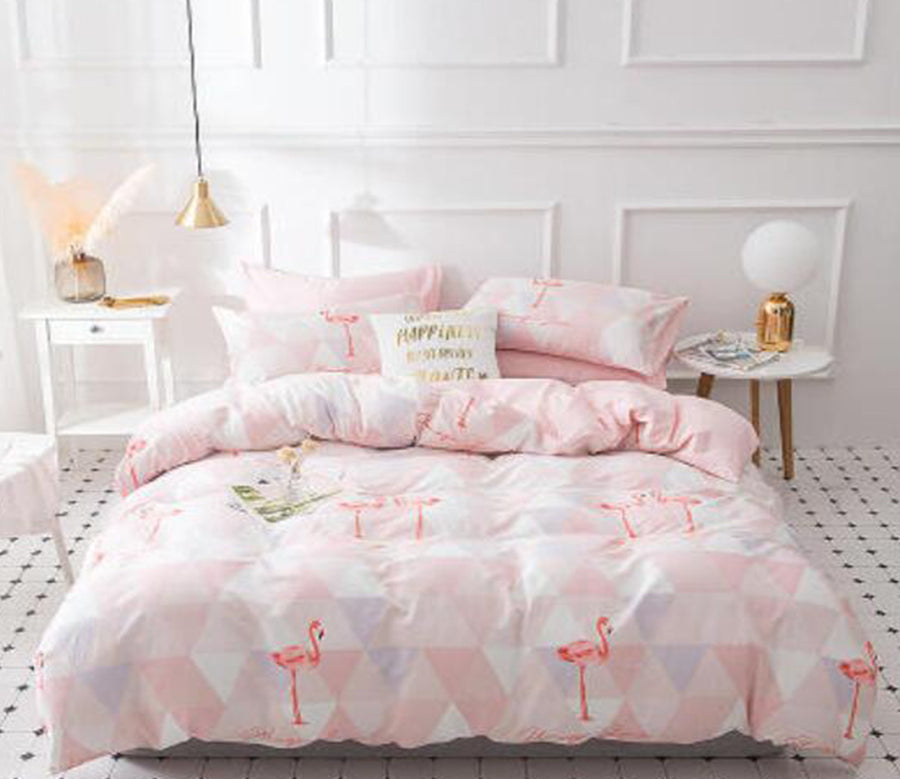 3D Flamingo Triangle 17084 Bed Pillowcases Quilt