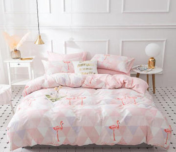 3D Flamingo Triangle 17084 Bed Pillowcases Quilt