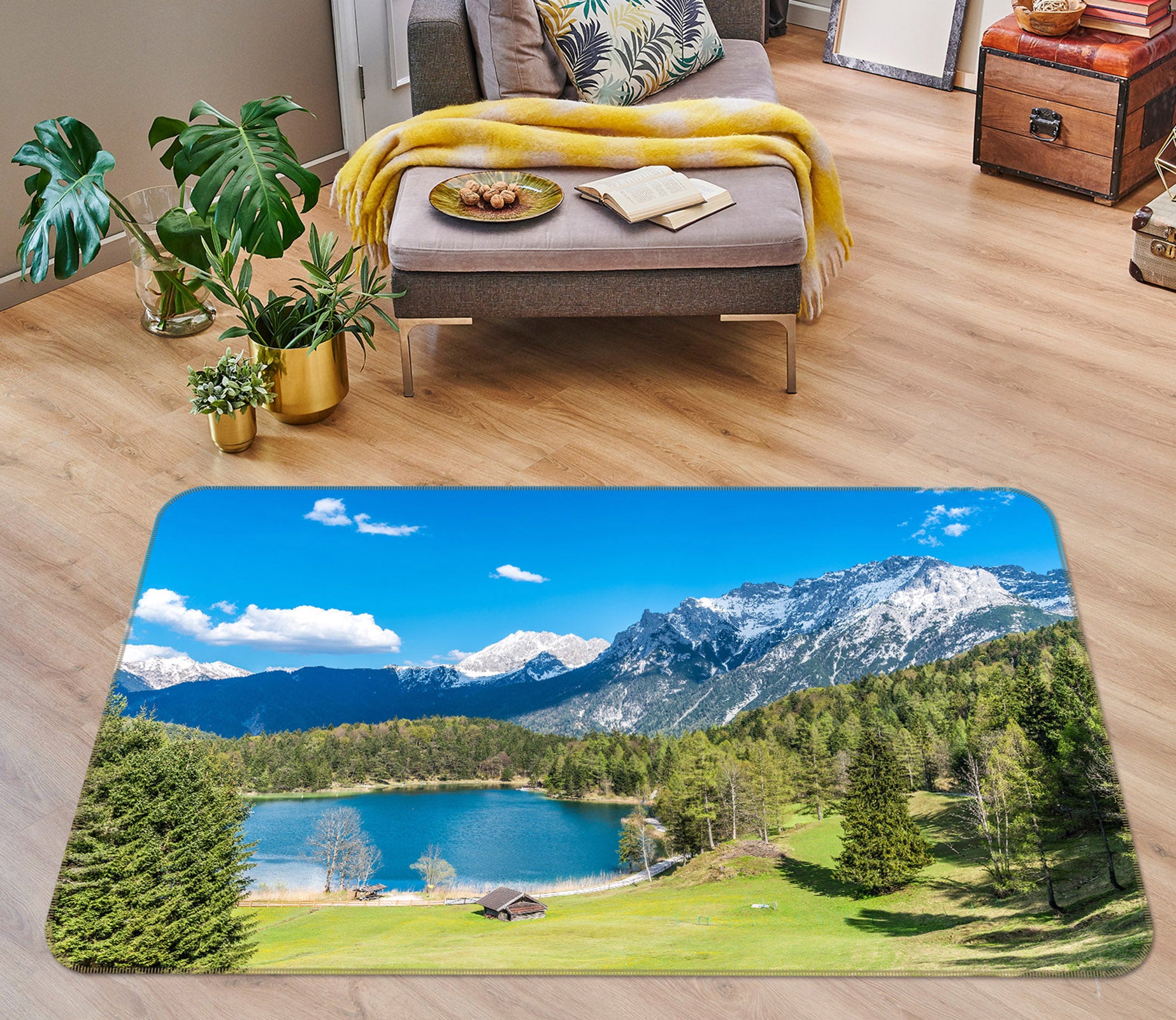 3D Lake Snow Mountain 30126 Non Slip Rug Mat