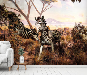 3D Zebra Grass 421 Wall Murals