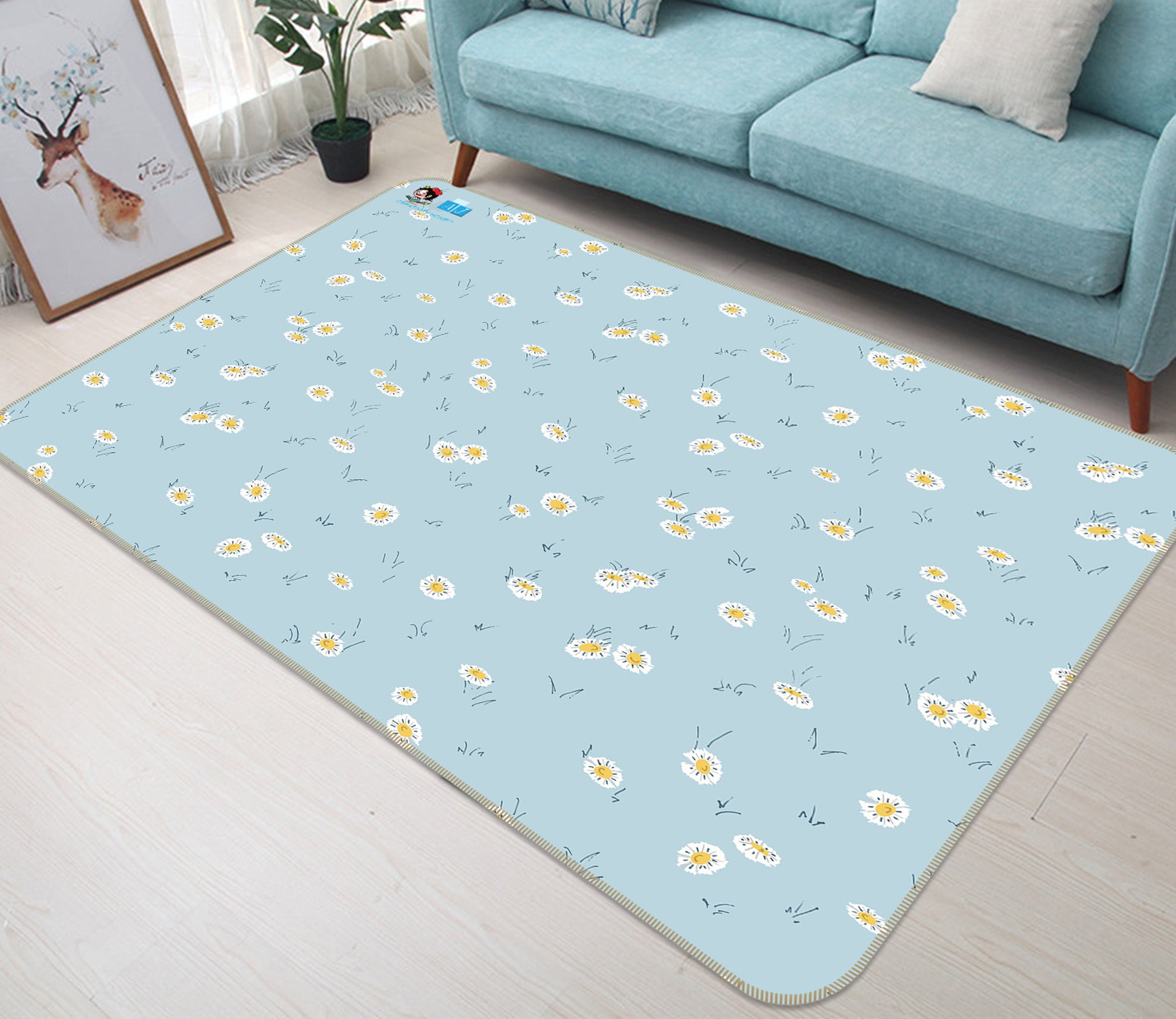 3D Small Daisy Pattern 107115 Kashmira Jayaprakash Rug Non Slip Rug Mat