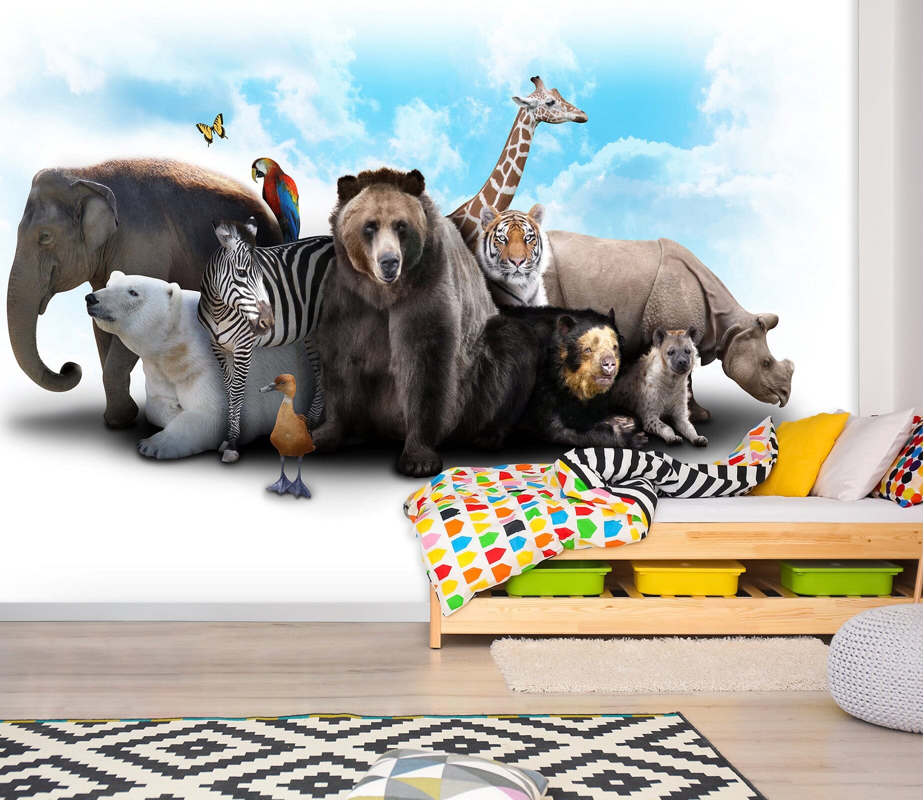 3D Zebra Elephant 047 Wall Murals Wallpaper AJ Wallpaper 2 