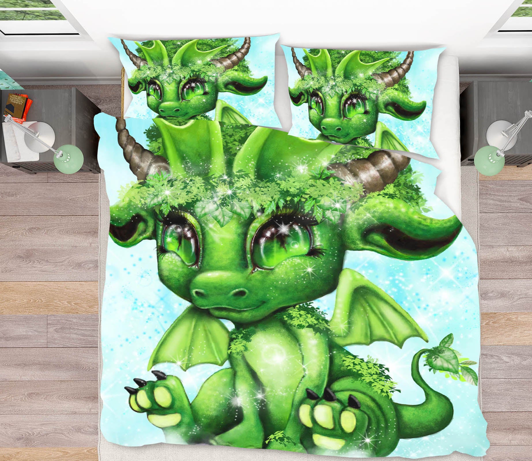 3D Green Forest Dragon 8552 Sheena Pike Bedding Bed Pillowcases Quilt Cover Duvet Cover