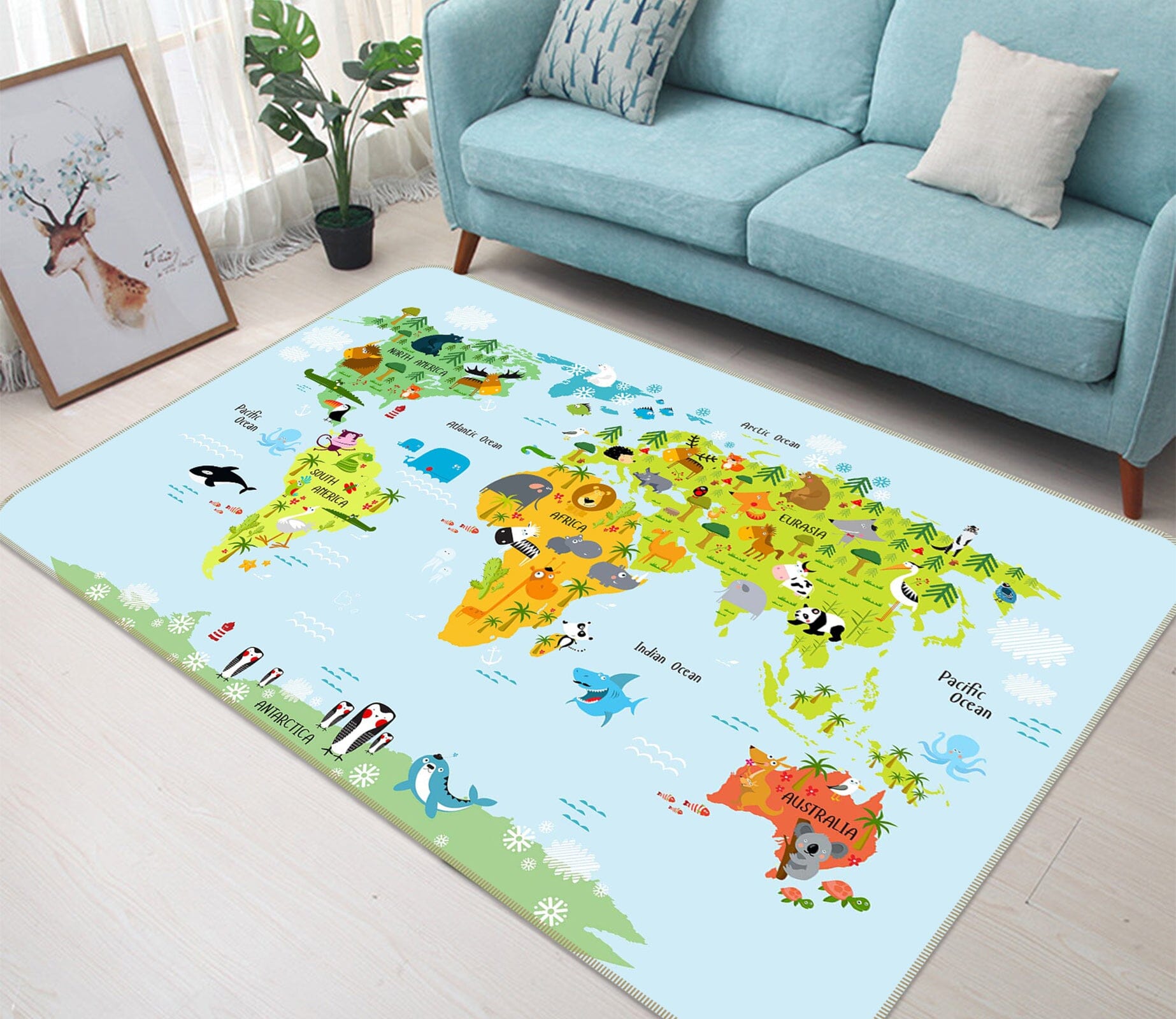3D Colored Island 241 World Map Non Slip Rug Mat Mat AJ Creativity Home 