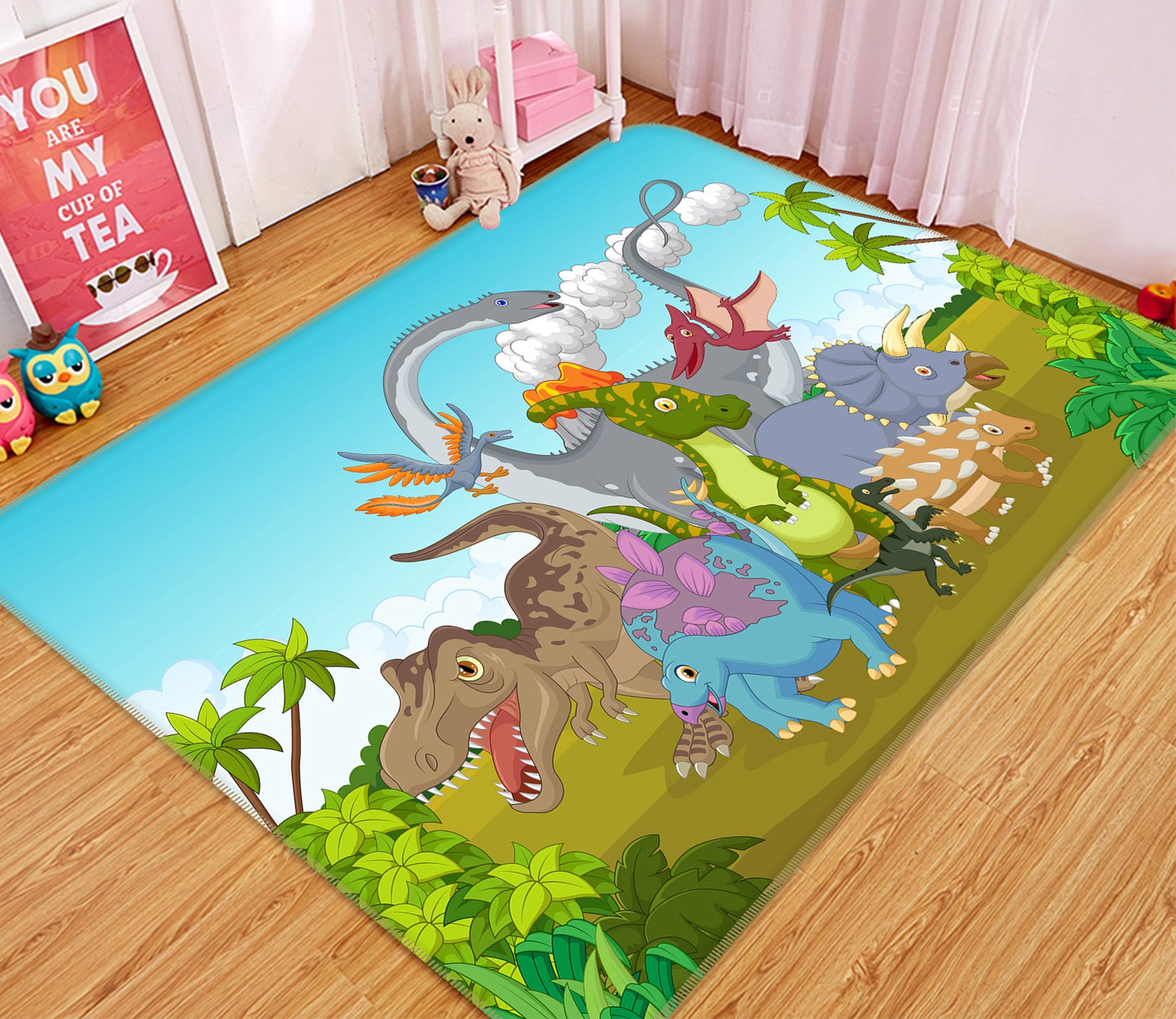 3D Cartoon Dinosaur Era 65127 Non Slip Rug Mat
