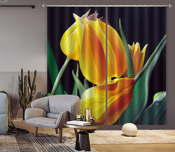 3D Yellow Flower 11036 Matthew Holden Bates Curtain Curtains Drapes