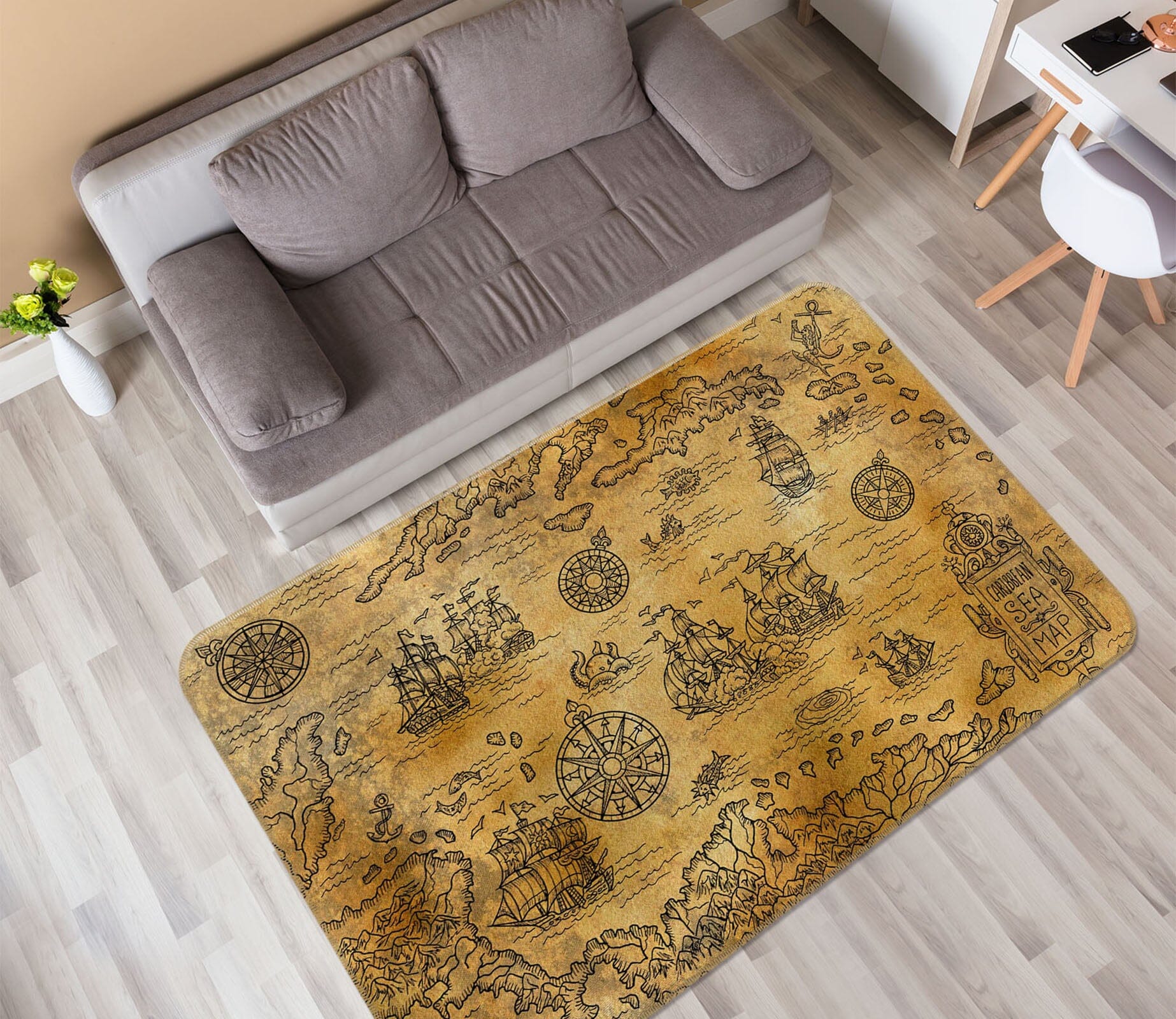 3D Vintage Paper 289 World Map Non Slip Rug Mat Mat AJ Creativity Home 
