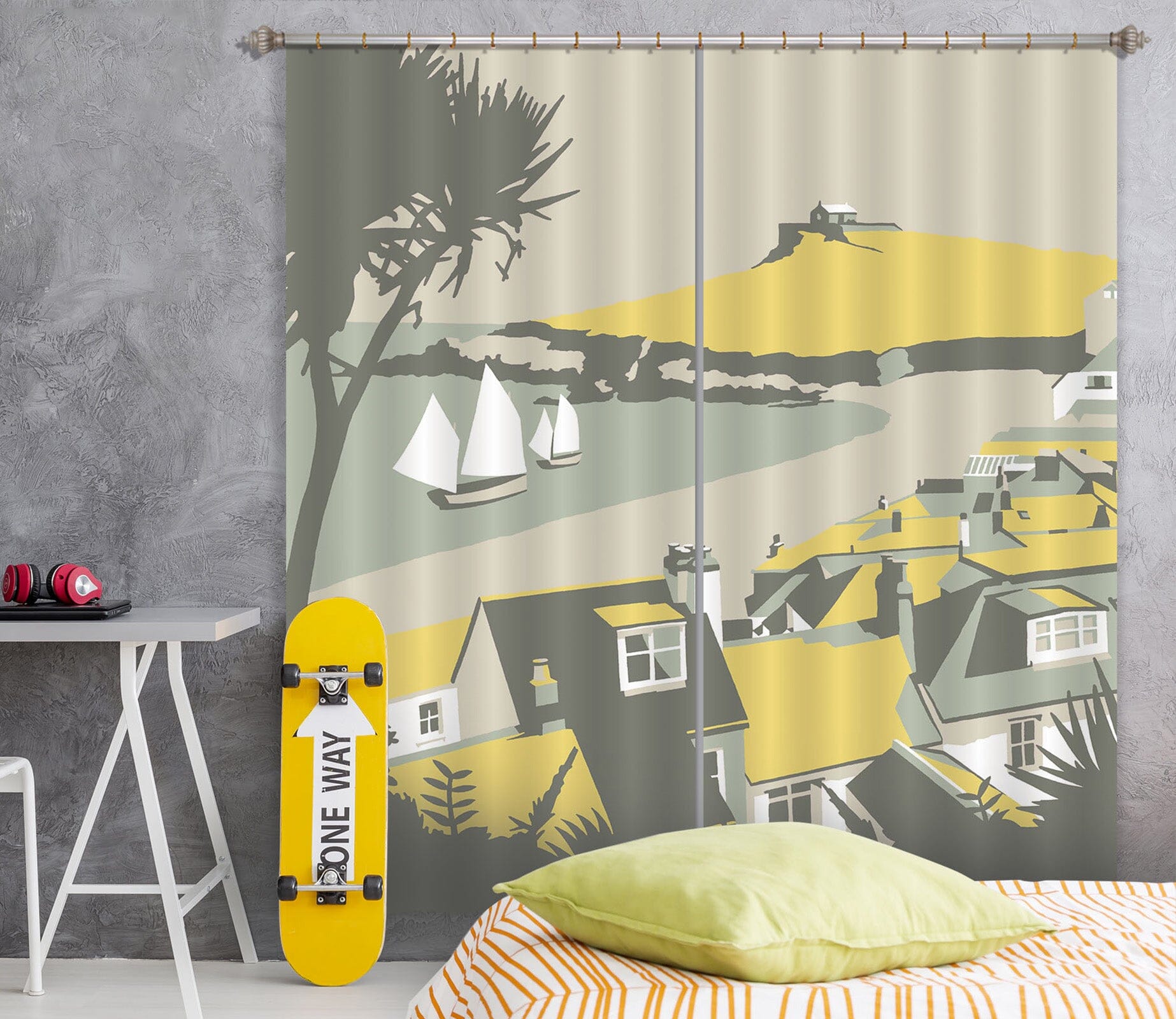 3D Yellow Umbrella 158 Steve Read Curtain Curtains Drapes Curtains AJ Creativity Home 