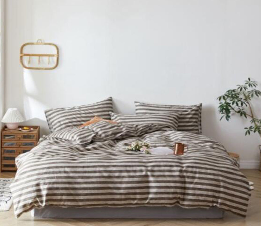 3D Brown Horizontal Stripes 30016 Bed Pillowcases Quilt