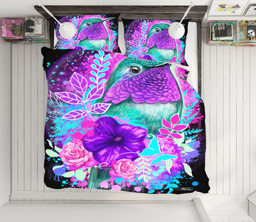 3D Purple Bird Flower 8556 Sheena Pike Bedding Bed Pillowcases Quilt Cover Duvet Cover