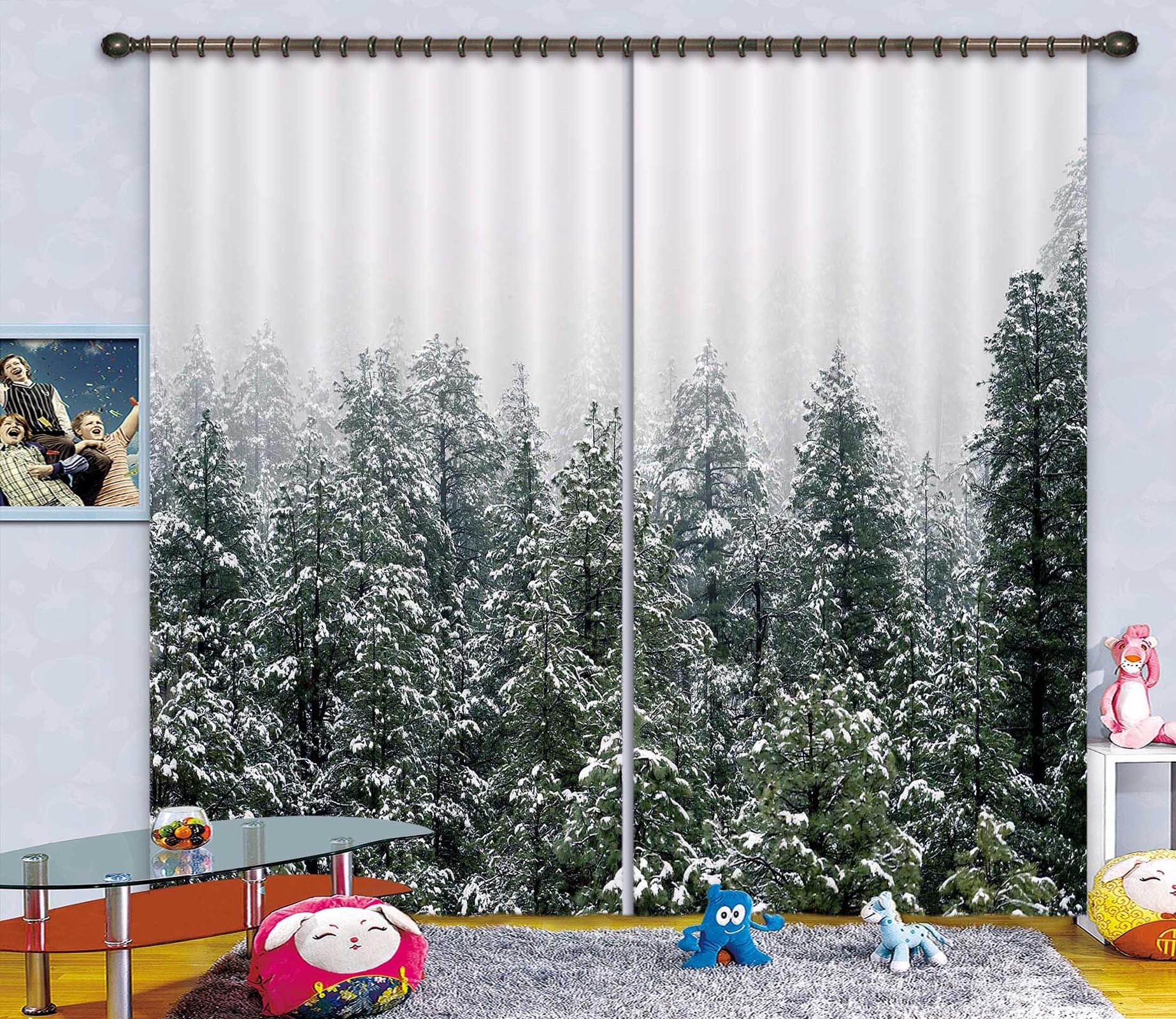 3D Heavy Snow Forest 129 Curtains Drapes Wallpaper AJ Wallpaper 