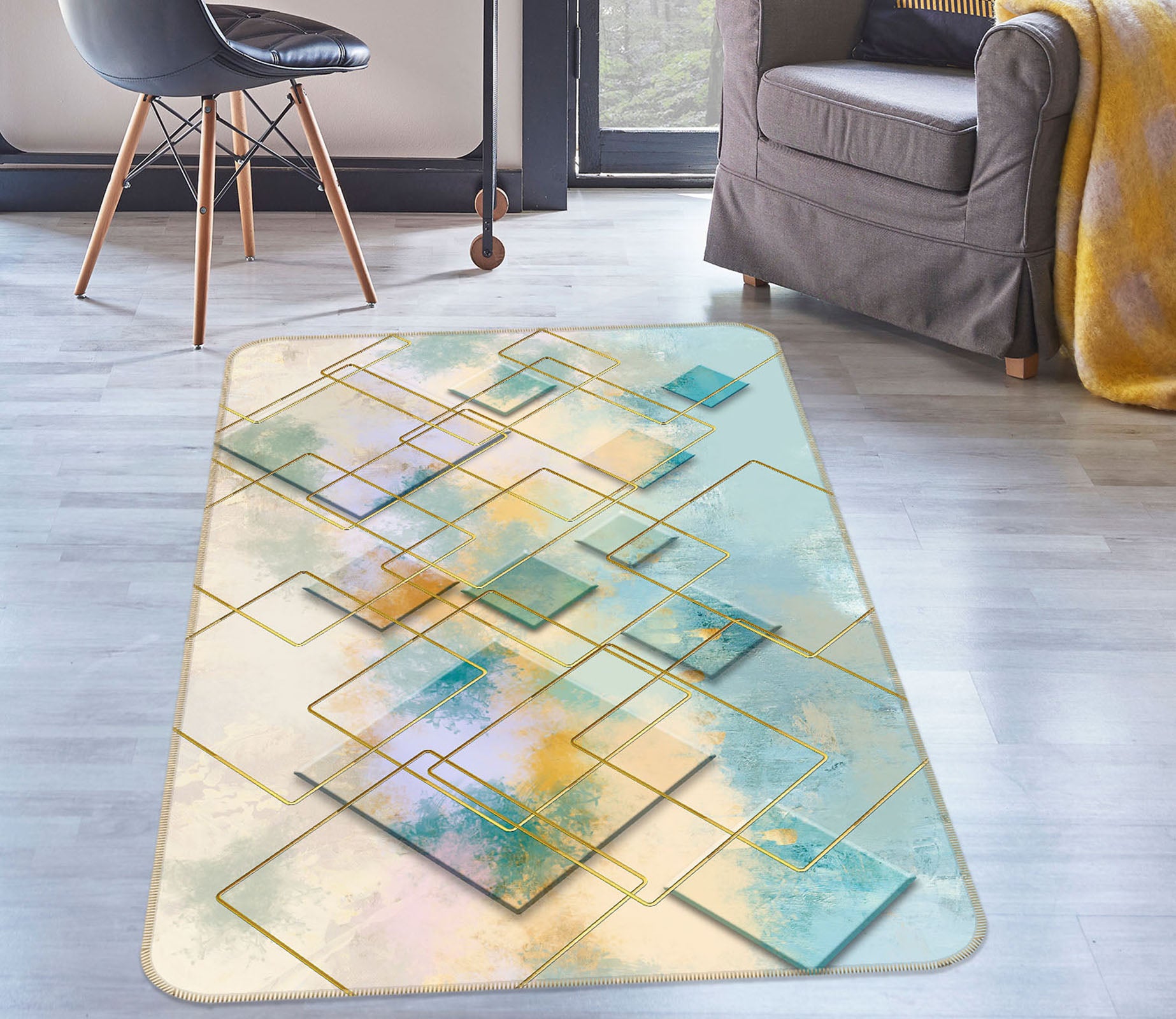 3D Diamond Pattern 29219 Non Slip Rug Mat