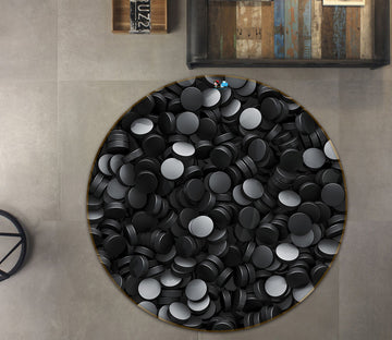 3D Black Stone 74134 Round Non Slip Rug Mat