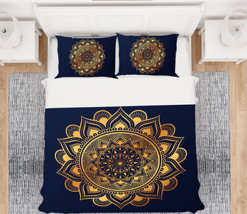 3D Golden Circle Pattern 58244 Bed Pillowcases Quilt