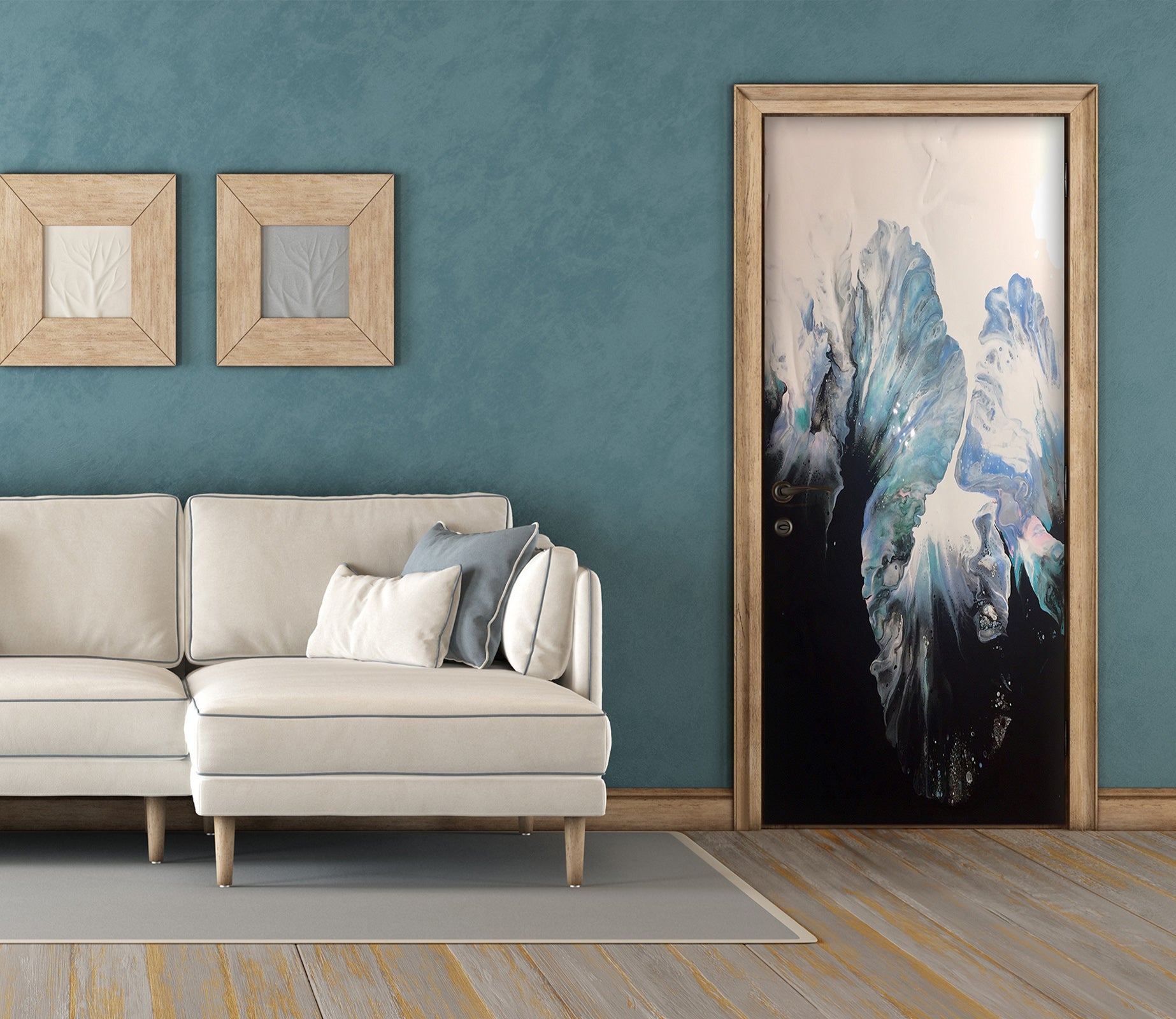 3D Light Blue Black Paint Texture 9207 Valerie Latrice Door Mural