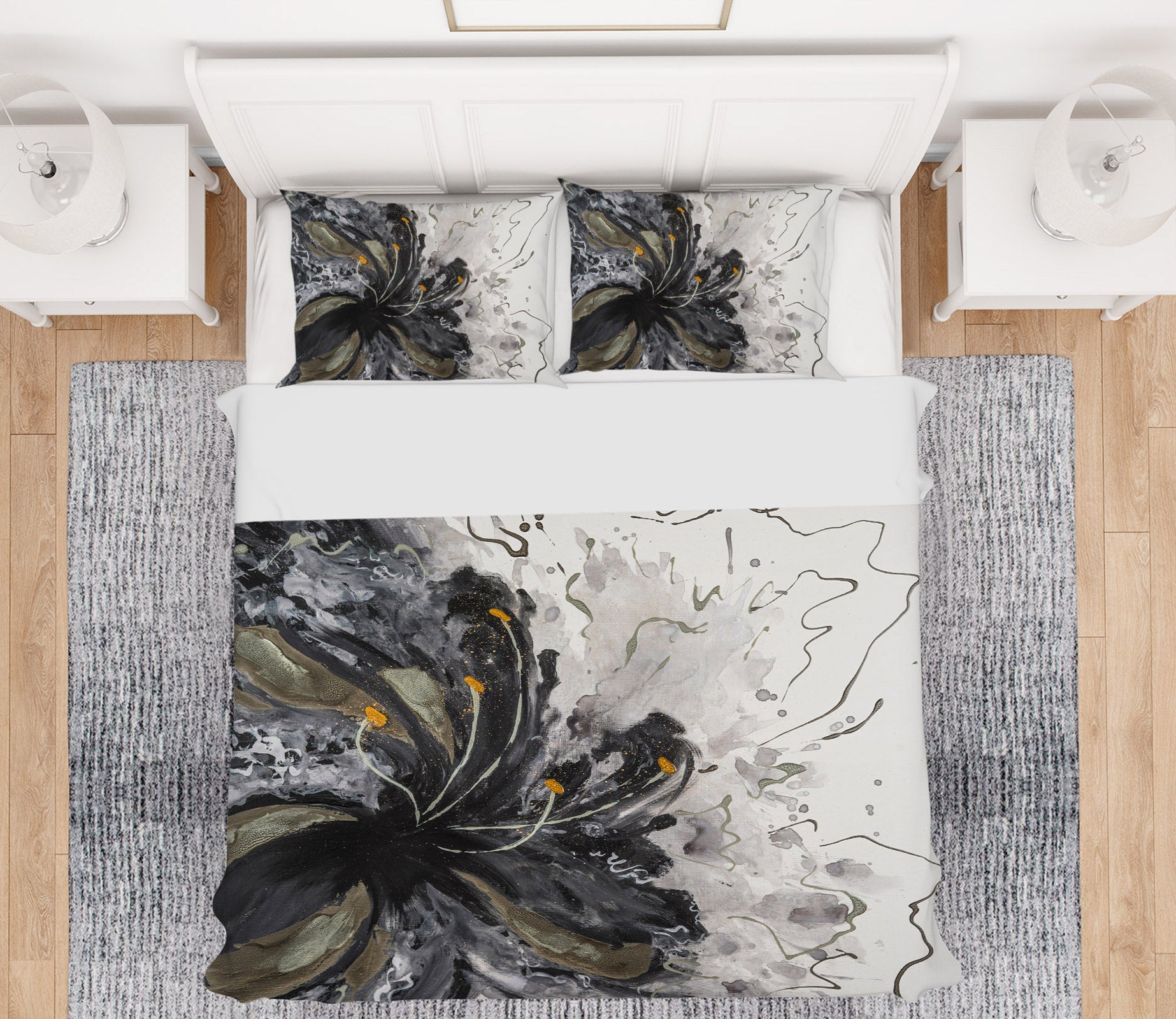 3D Black Ink Flower 541 Skromova Marina Bedding Bed Pillowcases Quilt