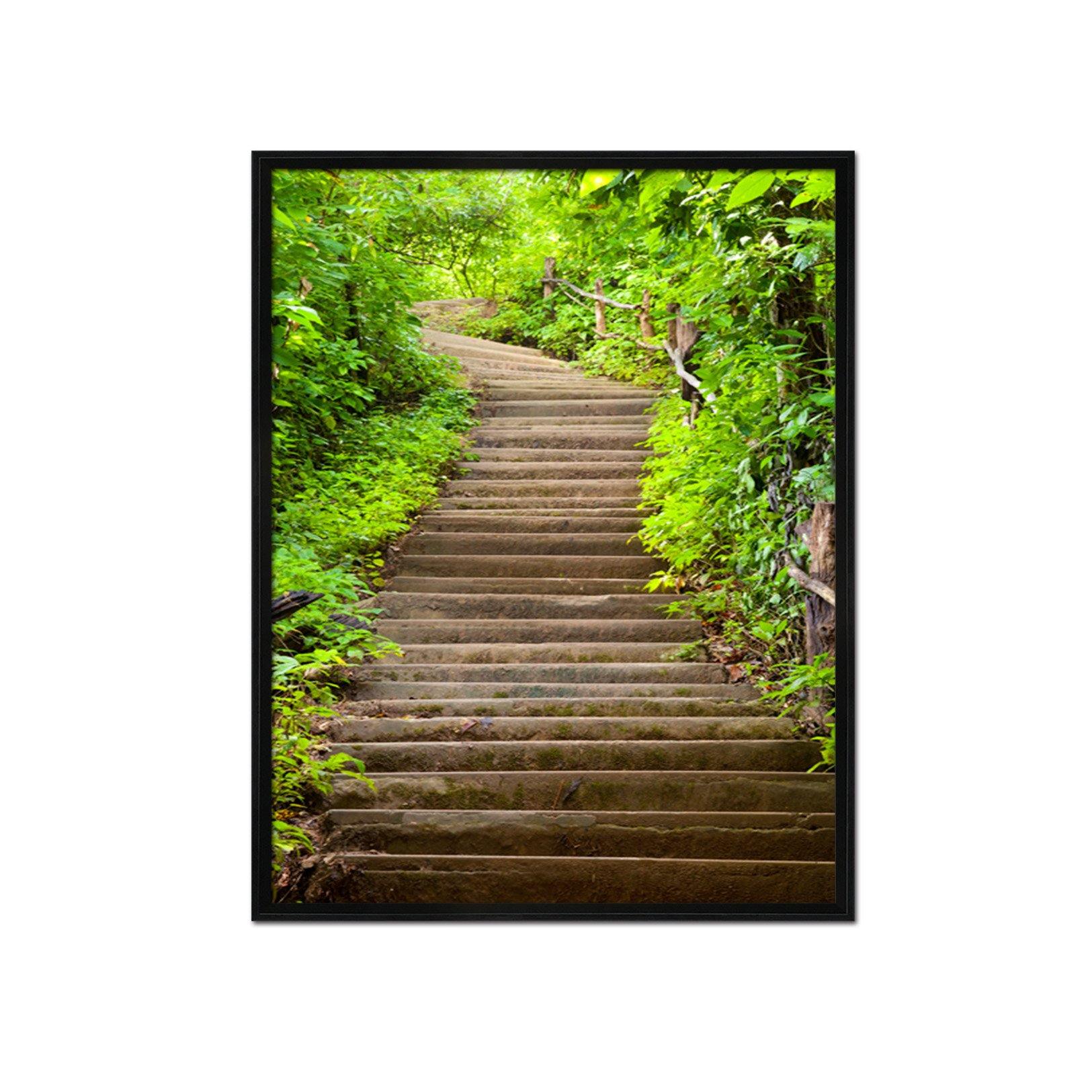 3D Green Stairs 050 Fake Framed Print Painting Wallpaper AJ Creativity Home 