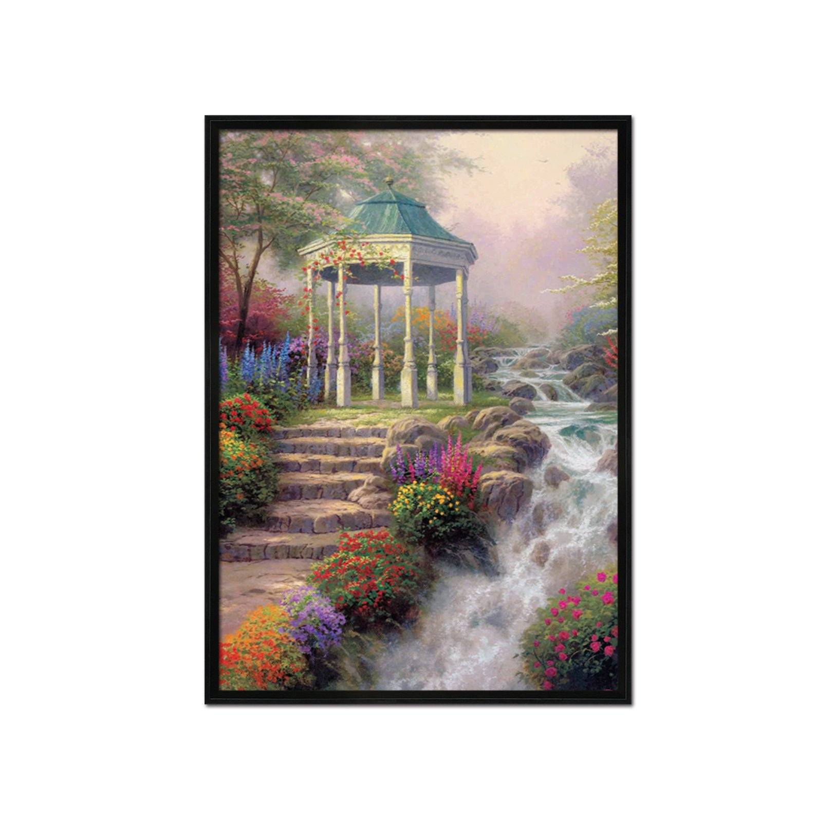 3D Small Pavilion River 008 Fake Framed Print Painting Wallpaper AJ Creativity Home 