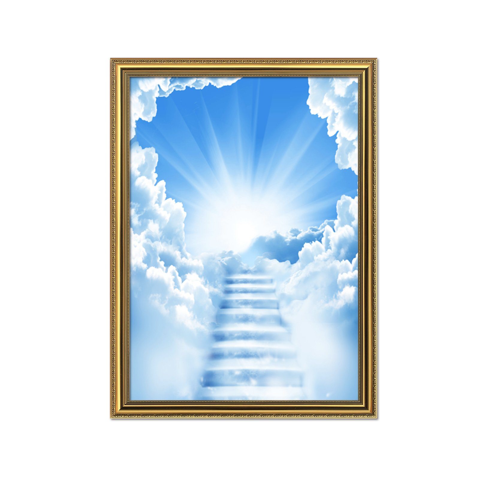 3D Cloud Stairs 013 Fake Framed Print Painting Wallpaper AJ Creativity Home 