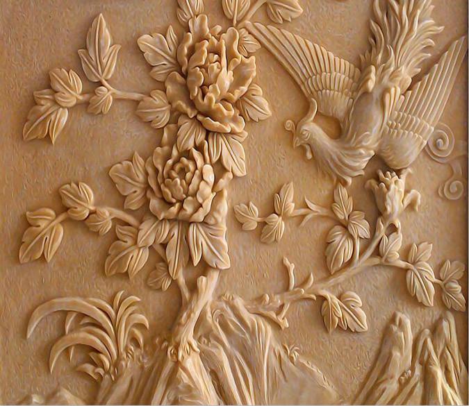 3D Bird flower stone sculpture Wallpaper AJ Wallpaper 1 