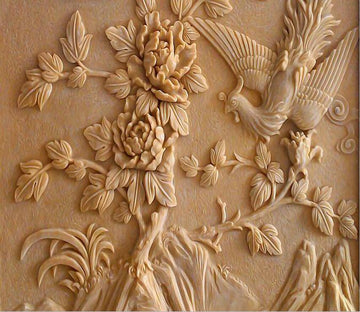 3D Bird flower stone sculpture Wallpaper AJ Wallpaper 1 