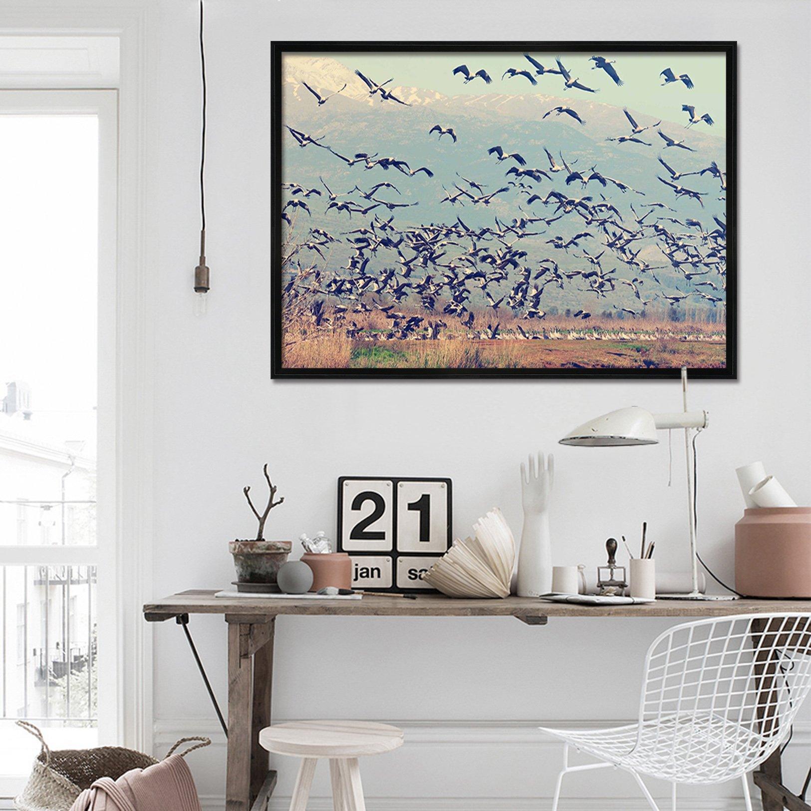 3D Geese South Fly 200 Fake Framed Print Painting Wallpaper AJ Creativity Home 