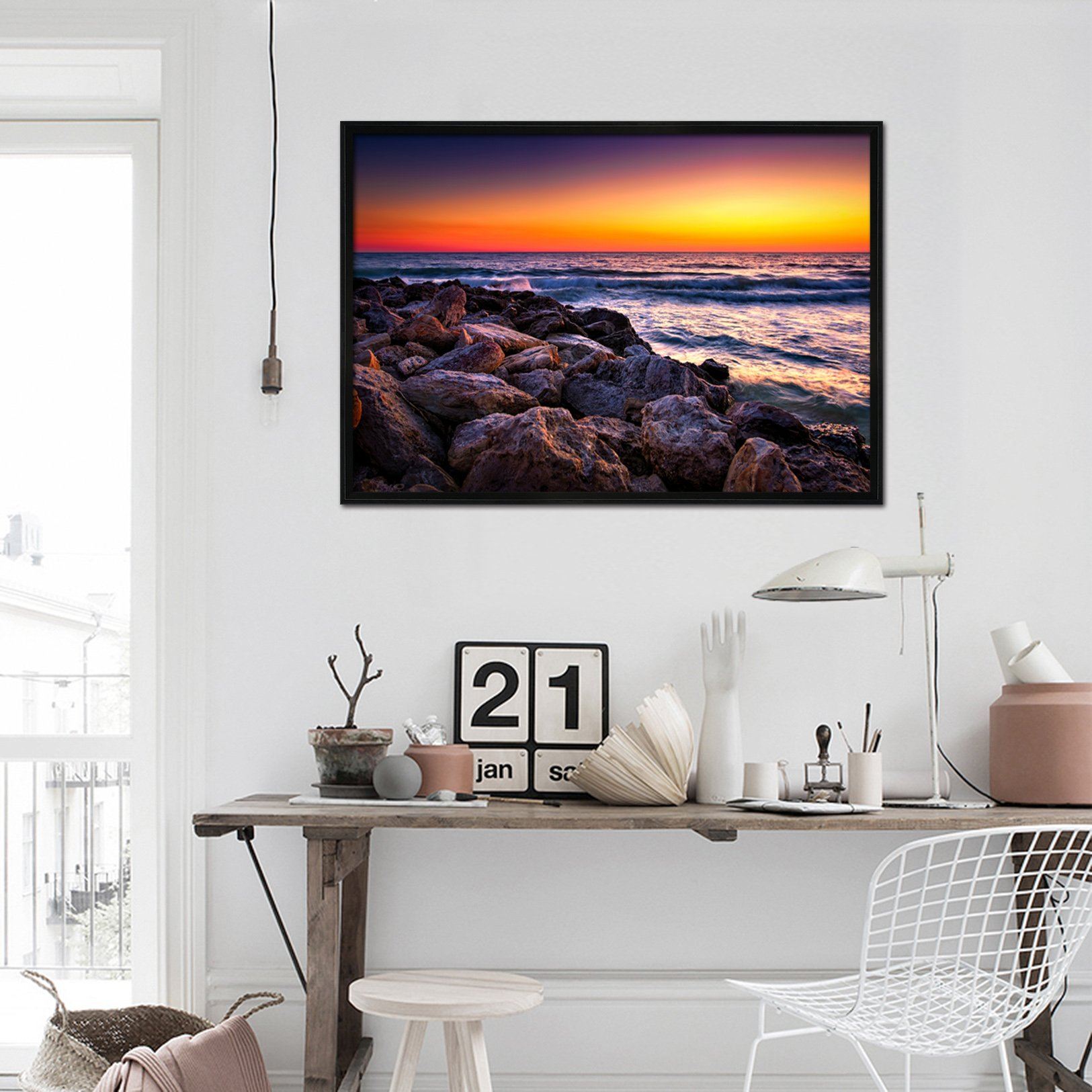 3D Dusk Waves 164 Fake Framed Print Painting Wallpaper AJ Creativity Home 