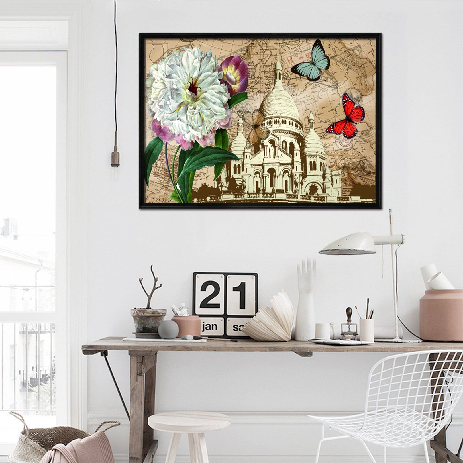 3D Castle Butterfly 039 Fake Framed Print Painting Wallpaper AJ Creativity Home 