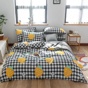 3D Black White Lattice Yellow Strawberry 15009 Bed Pillowcases Quilt