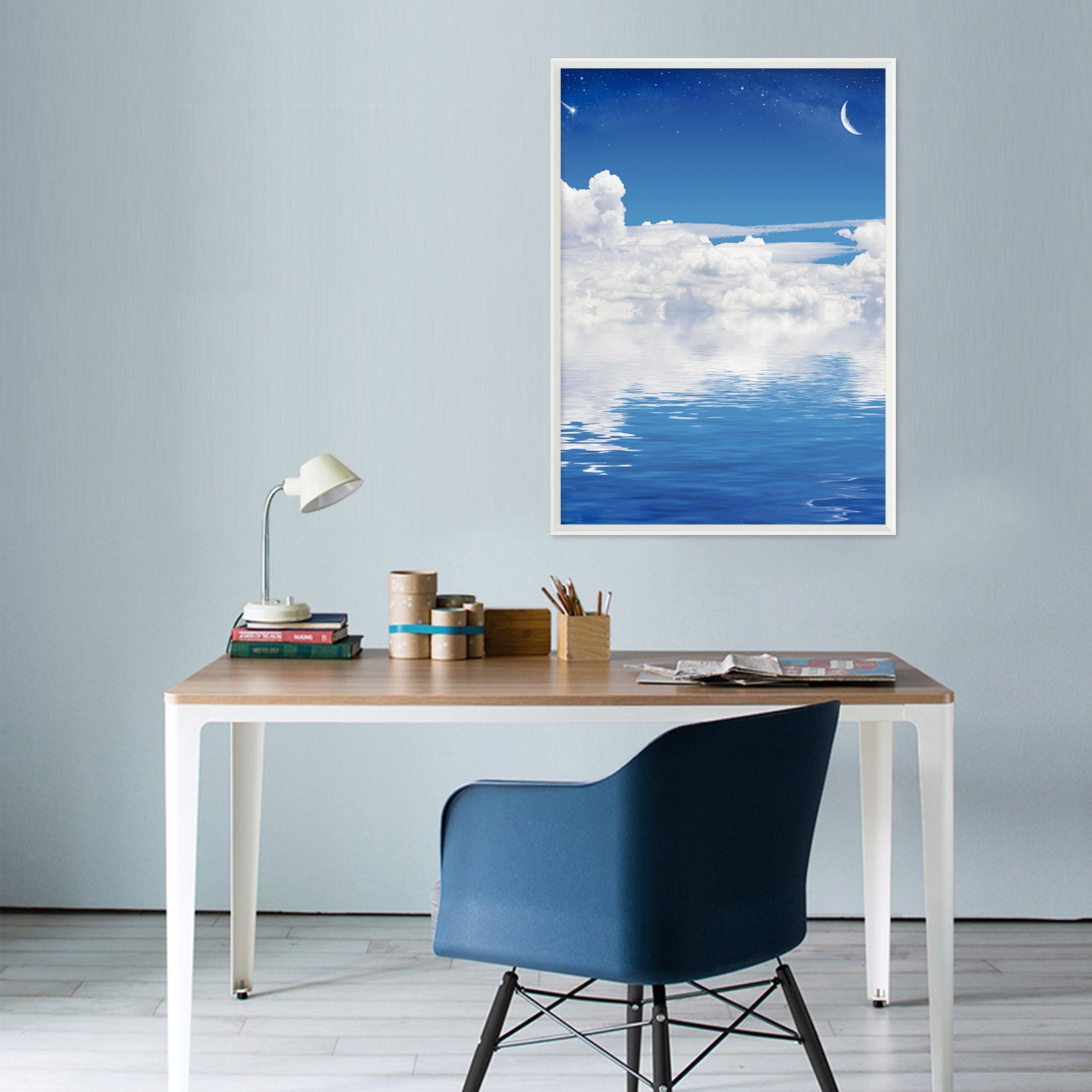 3D Moon Sea 028 Fake Framed Print Painting Wallpaper AJ Creativity Home 