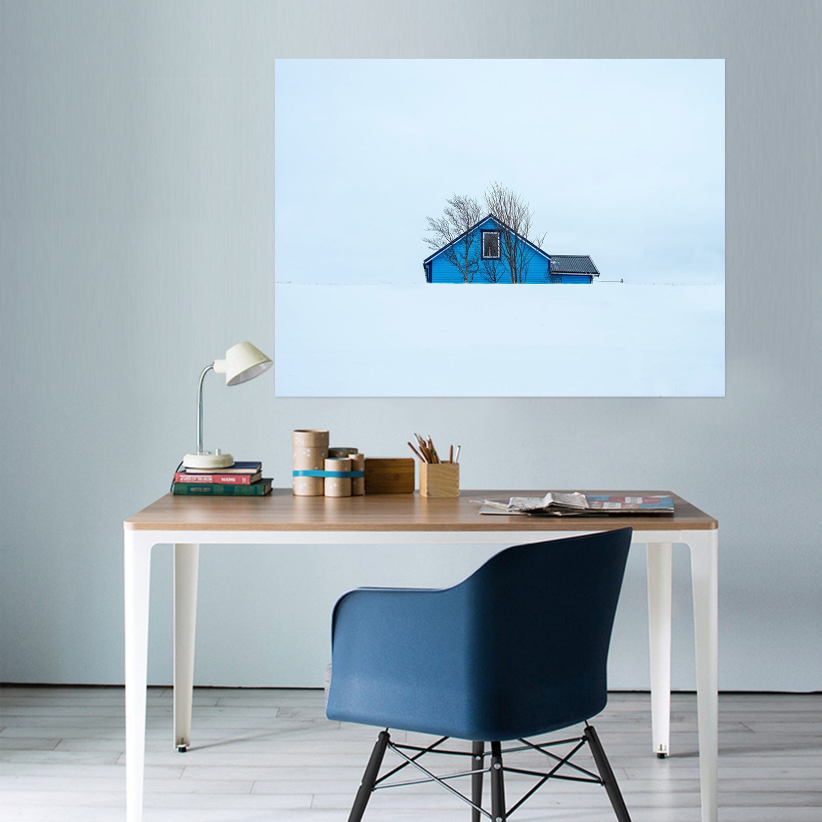 3D Little Blue House 172 Marco Carmassi Wall Sticker Wallpaper AJ Wallpaper 2 